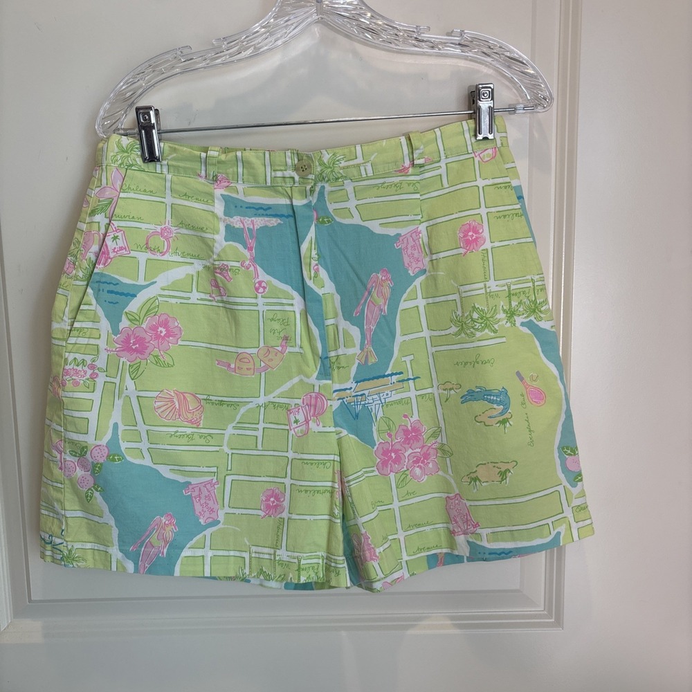 Vintage LILLY PULITZER Floral Print Everglades Shorts Size 8 Resort Coastal